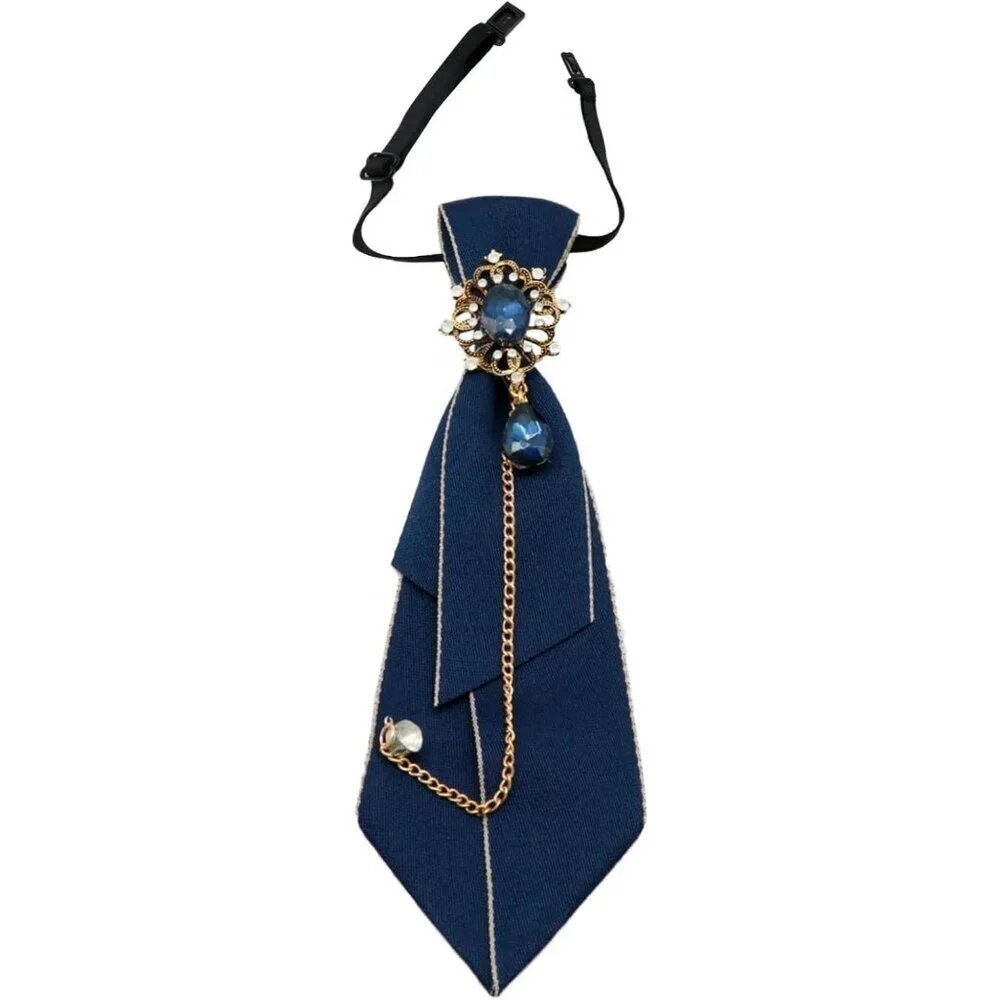 Women's Polyester Tie with Crystals Adjustable Pre-Tied for School Work Party